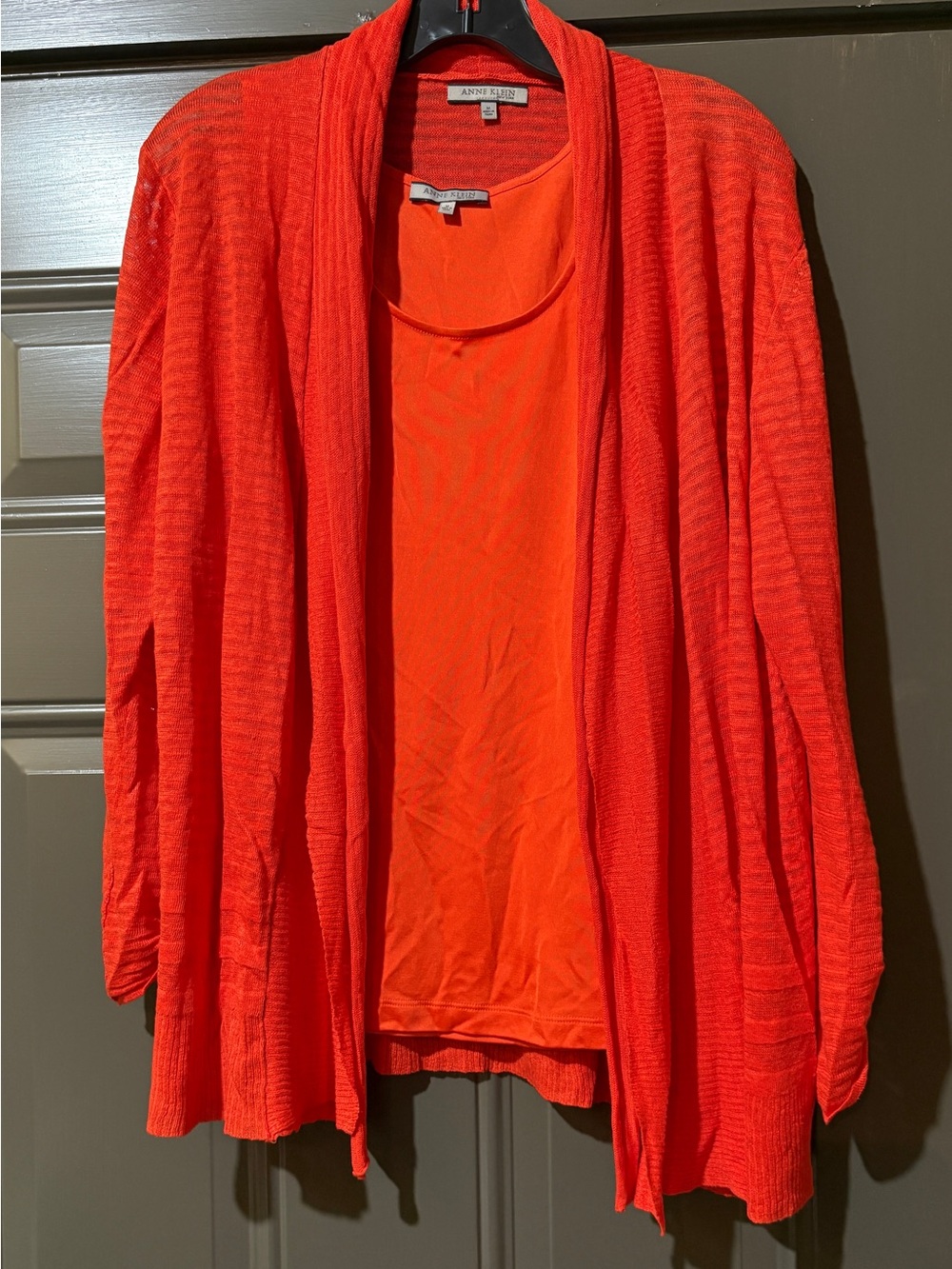 Anne Klein Women's Open-Front orange Cardigan Sweater and tank